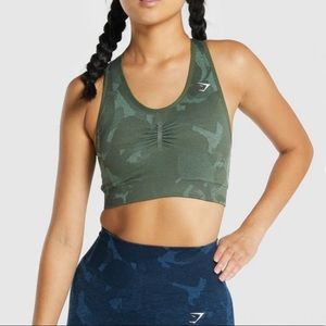 Adapt Camo Seamless Racer Back Sports Bra-Savanna Green